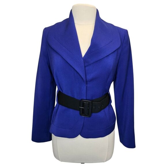 Calvin Klein Women's 10P Purple Blue Stretch Belted Blazer - Picture 1 of 16